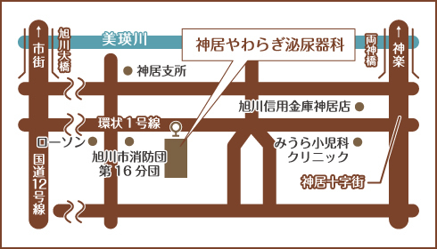 神居やわらぎ泌尿器科アクセスマップ